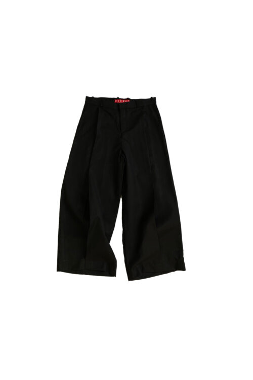 Black pleated cotton trousers