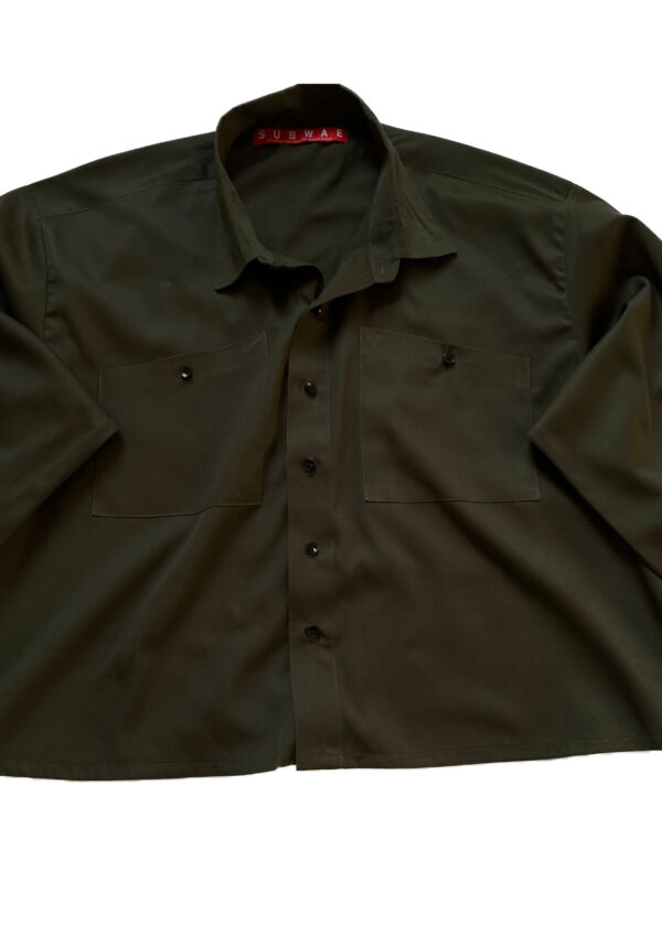 Army green button up drawstring shirt - Image 3